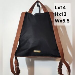 Black & Brown Men's Nylon Backpack with Leather Trim